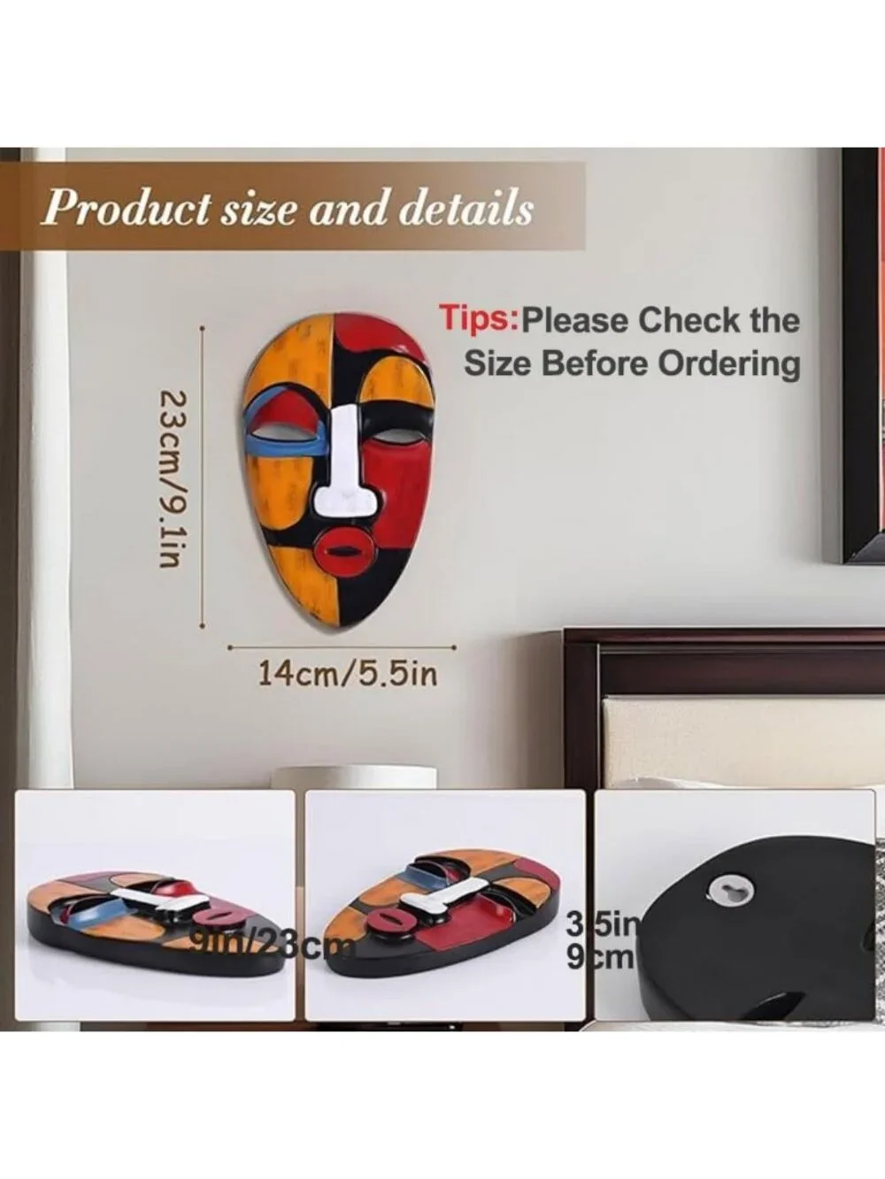 Abstract African Masks Wall Decor - Resin Tribal Art for Living Room, Office